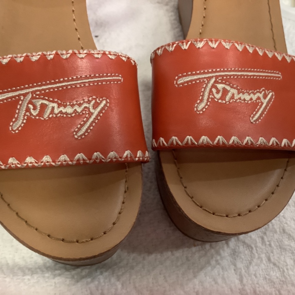EUC Tommy Hilfiger Walslei Orange Platform Sandals - Picture 10 of 12